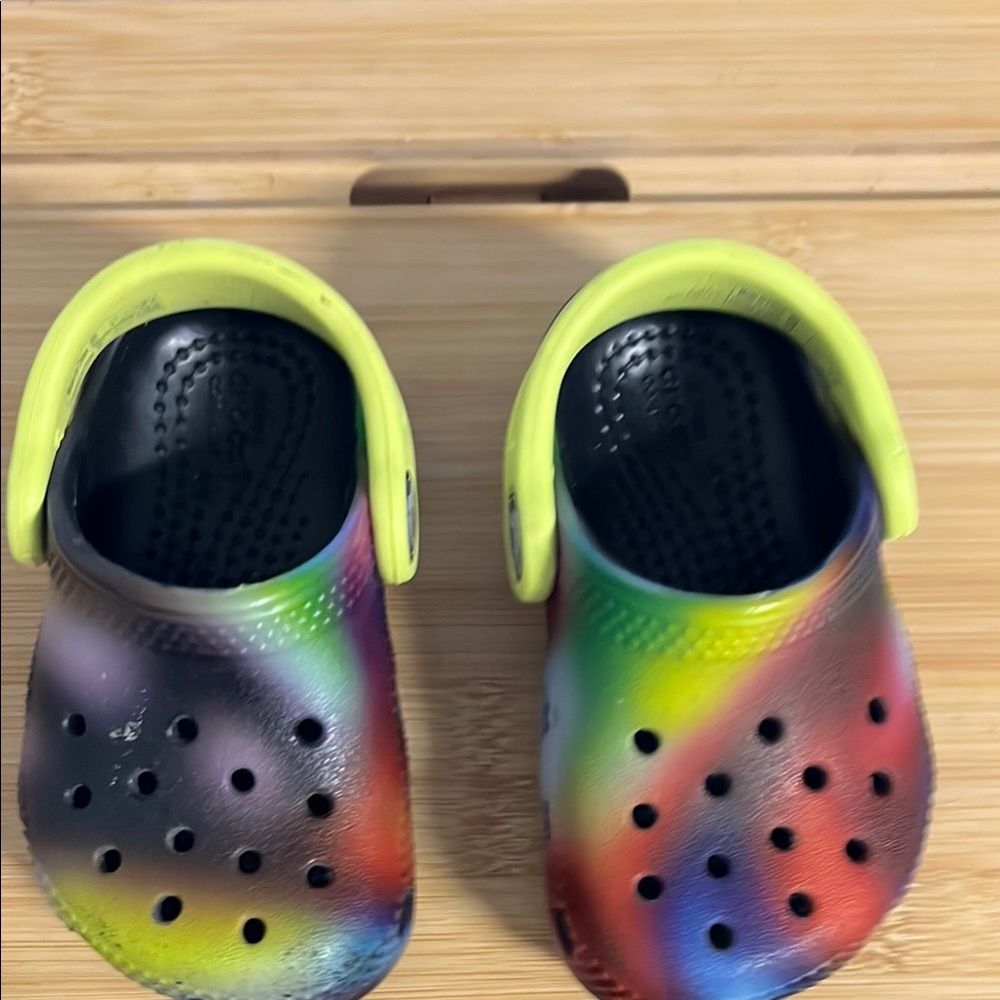 CROCS Yellow and Black Sandals with Perforated Design
